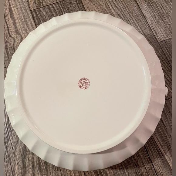 Large Vernon Kilns MCM Hibiscus Round Serving Platter 15” And Soup Tureen 14.5” - Picture 9 of 14